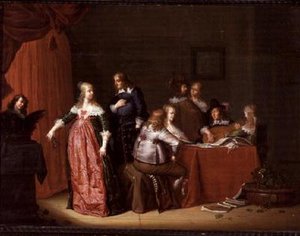 Party in an Interior by Jacob F. van der (follower of) Merck