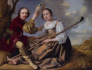 A Couple in a Pastoral Landscape by Jacob Gerritsz Cuyp