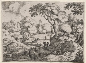 Six Landscapes: Path Between Swamp and Wooded Bank by Jacob I Savery