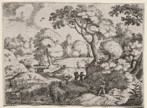 Six Landscapes: Path Between Swamp and Wooded Bank by Jacob I Savery
