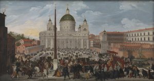 A Papal Procession in Piazza San Pietro in Rome by Jacob Isaacsz. van Swanenburg