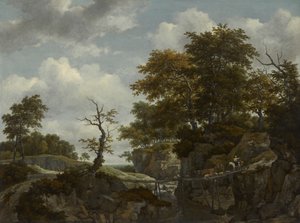 Landscape with Bridge, Cattle and Figures by Jacob van Ruisdael