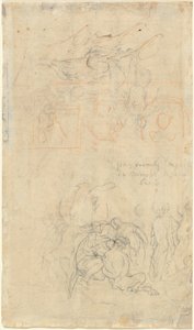 Sheet of Studies with the Drunken Pan and Nymphs (verso)