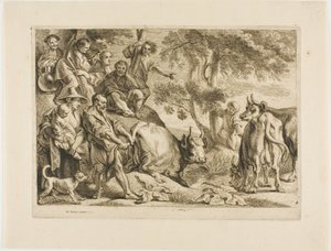 The Master Pulls the Cow Out of the Ditch by its Tail by Jacob Jordaens