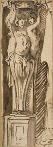 Three Caryatids Supporting a Basket by Jacob Jordaens