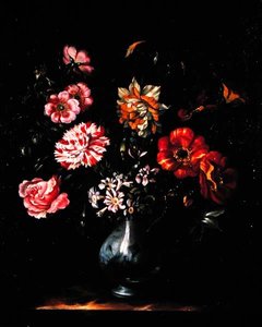 Flowers in a Blue and White Vase by Jacob Marrel