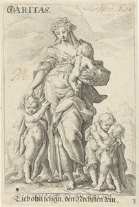 Love (Caritas) (title on object) Charitas by Jacob Matham (attributed to)