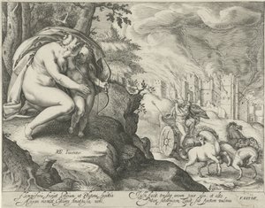 Venus Encourages Cupid to Shoot an Arrow at Pluto by Jacob Matham (attributed to)