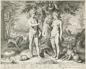 Adam and Eve in Paradise by Jacob Matham
