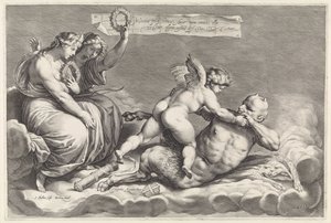 Amor Overcomes Pan (Omnia Vincit Amor) by Jacob Matham