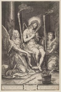 Christ on the Cold Stone with Two Angels by Jacob Matham