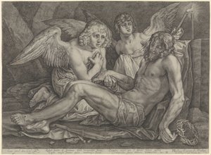 Christ in the Tomb with Two Angels by Jacob Matham