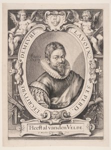 Jan van de Velde the Elder, Calligrapher in Haarlem by Jacob Matham