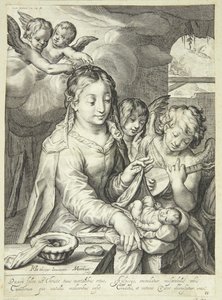 Virgin Mary with Child Surrounded by Angels by Jacob Matham