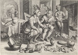 Kitchen Scene with Chicken on the Spit by Jacob Matham