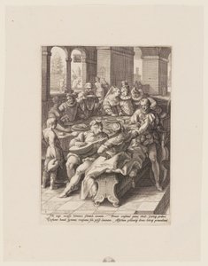 The Prodigal Son Feasting with Harlots, from The History of the Prodigal Son by Jacob Matham