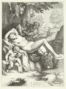 Venus and Cupid Sleeping and Being Watched by Satyrs by Jacob Matham