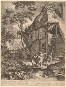 Abraham Casting Out Hagar by Jacob Matham, after Abraham Bloemaert