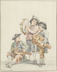 Three Boys with Musical Instruments