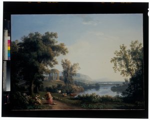 A Classical River Landscape by Jacob Philippe Hackert