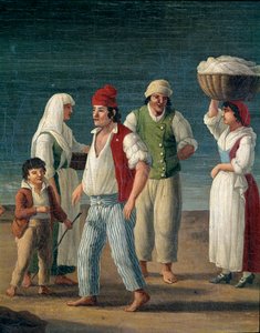 Fishermen and peasant women from Barletta, Italy (detail) by Jacob Philippe Hackert