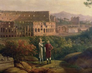 Johann Wolfgang von Goethe visiting the Colosseum in Rome, c.1790 by Jacob Philippe Hackert