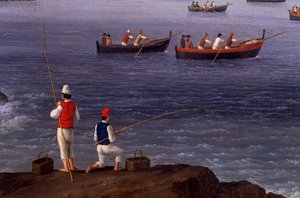 The Bay of Naples near Santa Lucia Showing the Naval Fleets Returning from Algiers