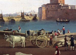 View of port of Trani, by Philippe Hackert