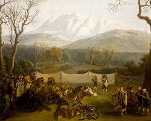 Winter: hunting in Persano reserve by Jacob Philippe Hackert