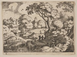 Path between Swamp and Wooded Bank, from Landscapes by Jacob Savery I
