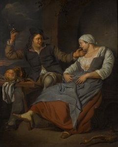 A Seated Couple Drinking Wine by Jacob Toorenvliet