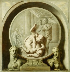 A Decorative Roundel with Odysseus Fighting the Beggar, and with Sphynxs