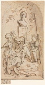 Bust of Diana with Putti and Hunting Attributes by Jacob de Wit
