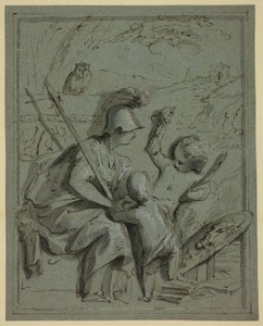 Minerva with Two Putti by Jacob de Wit
