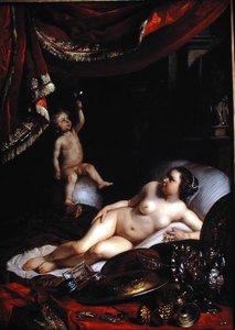 An Allegorical Vanitas with Homo Bulla (Man is Like a Bubble) and Vrouw Wereld (Lady World) 1654 by Jacob or Jacques van Loo
