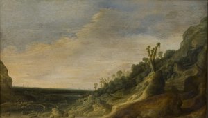 Mountain Scenery with a View of a River and the Sea by Jacob van Geel