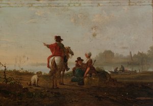 Dutch Landscape with Figures, late 18th-early 19th century by Jacob van Strij