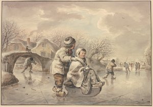 Winter Landscape with Ice Skaters by Jacob van Strij
