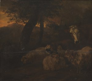 Flock of Sheep in a Wood by Jacob van der Does d.Æ.