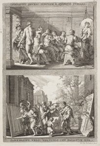 Zeuxis and Parrhassius by Jacob von Sandrart