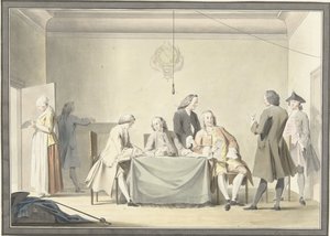 Meeting of Commissioners for the Reception of the Liberal Gift, or 50th Penny, 12 September 1747 by Jacobus Buys (signed by artist)