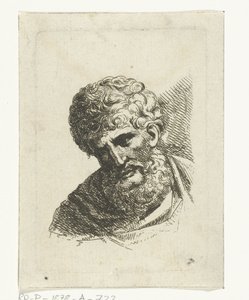 Bust of a man with curly hair and beard by Jacobus Buys