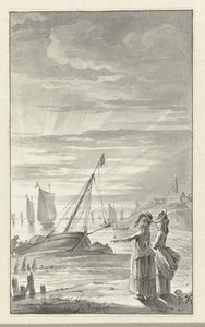 Beach with Two Ladies by Jacobus Buys
