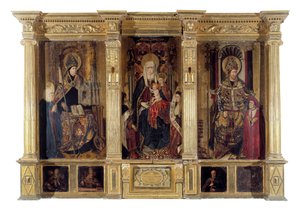 The Altarpiece of Saint Ildefonso and St. Augustine of Hippo by Jacomart (c.1413 61) Baco