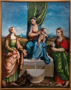 Enthroned Madonna with Infant Jesus Between Saints Catherine and Mary Magdalene, Third Decade of the 16th Century