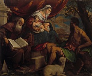 Virgin and Child with John the Baptist and Saint Anthony the Abbot by Jacopo Bassano il vecchio