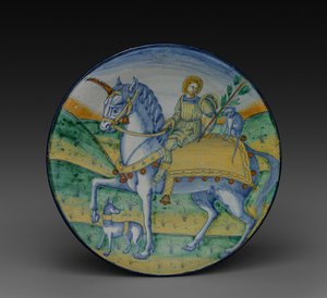 Plate: Man Riding a Unicorn, c. 1510 by Jacopo Caffagiolo