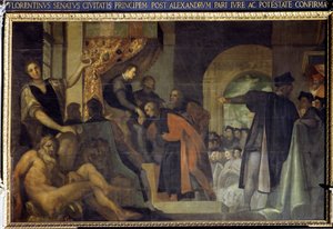 Cosimo I de Medici appointed Duke by the Senate of Florence