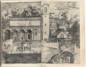 View of the Quadrant: the Main Door, the Square, the Church and the Loggia of the Monastery of the Monte della Vernia by Jacopo Ligozzi