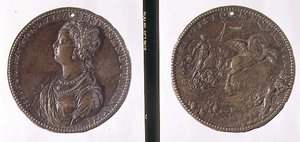 Portrait medal, obverse depicting Hippolytus Gonzaga, reverse possibly depicting Juno on her chariot